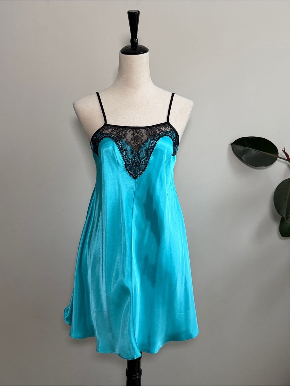In Bloom Satin Lace Chemise Slip Dress S